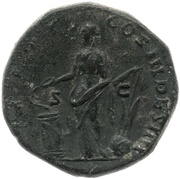 Sestertius - Antoninus Pius TR POT COS III DES IIII S C; Salus, Rome, 144 reverse image