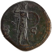 Sestertius - Marcus Aurelius S C; Minerva, Rome, 145 reverse image