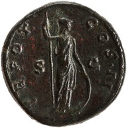 Sestertius - Marcus Aurelius TR POT COS II S C; Minerva, Rome, 145 reverse image