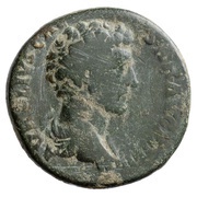 Sestertius - Marcus Aurelius TR POT COS II S C; Minerva and Victory obverse image