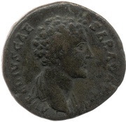 Sestertius - Marcus Aurelius TR POT COS II S C; Fides obverse image