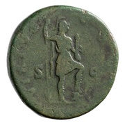 Sestertius - Marcus Aurelius VIRTVS COS II S C; Virtus, Rome, 145 reverse image
