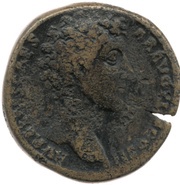 Sestertius - Marcus Aurelius and Faustina the Younger VOTA PVBLICA S C obverse image