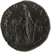 Sestertius - Antoninus Pius ANNONA AVG S C; Annona, Rome, 145-161 reverse image