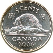 5 Cents - Elizabeth II 4th portrait, Canada, 2003-2006 reverse image