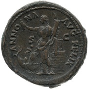 Sestertius - Antoninus Pius ANNONA AVG FELIX S C; Annona, Rome, 145-161 reverse image