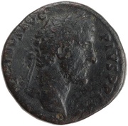 Sestertius - Antoninus Pius COS IIII S C; Salus obverse image