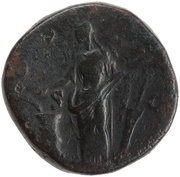 Sestertius - Antoninus Pius COS IIII S C; Salus, Rome, 145-161 reverse image