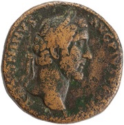 Sestertius - Antoninus Pius COS IIII S C; Salus obverse image