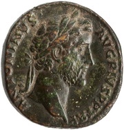 Sestertius - Antoninus Pius HONORI AVG COS IIII S C; Honos obverse image