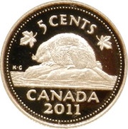 5 Cents - Elizabeth II Silver Proof Issue, Canada, 2004-2011 reverse image