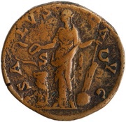 Sestertius - Antoninus Pius SALVS AVG S C; Salus, Rome, 145-161 reverse image