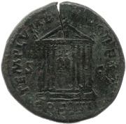 Sestertius - Antoninus Pius TEMPLVM DIV AVG REST COS IIII S C, Rome, 145-161 reverse image