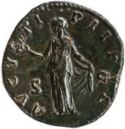Sestertius - Faustina the Younger AVGVSTI PII FIL S C; Spes, Rome, 145-161 reverse image