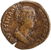 Sestertius - Faustina the Younger PIETAS S C; Pietas obverse image