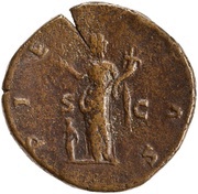 Sestertius - Faustina the Younger PIETAS S C; Pietas, Rome, 145-161 reverse image