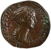 Sestertius - Faustina the Younger PVDICITIA S C; Pudicitia obverse image
