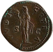 Sestertius - Faustina the Younger PVDICITIA S C; Pudicitia, Rome, 145-161 reverse image