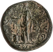 Sestertius - Antoninus Pius ANNONA AVG COS IIII; Annona, Rome, 147-148 reverse image