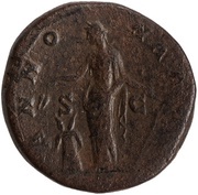 Sestertius - Antoninus Pius ANNONA AVG COS IIII S C; Annona, Rome, 148-149 reverse image