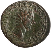 Sestertius - Marcus Aurelius TR POT III COS II S C; Pietas obverse image