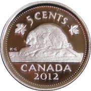 5 Cents - Elizabeth II 4th portrait; Silver Proof Issue, Canada, 2012-2022 reverse image