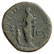 Sestertius - Marcus Aurelius TR POT III COS II PIETAS S C; Pietas, Rome, 148-149 reverse image