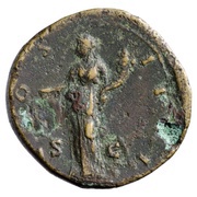 Sestertius - Antoninus Pius COS IIII S C; Aequitas, Rome, 149-150 reverse image