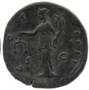 Sestertius - Antoninus Pius COS IIII S C; Aequitas, Rome, 150-151 reverse image