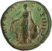Sestertius - Antoninus Pius TR POT XV COS IIII S C; Annona, Rome, 151-152 reverse image
