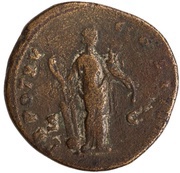 Sestertius - Antoninus Pius TR POT XV COS IIII S C; Fortuna, Rome, 151-152 reverse image
