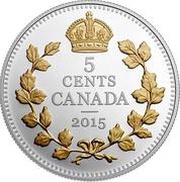 5 Cents In the name of George V; Crossed bough design reverse image