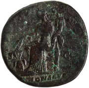 Sestertius - Antoninus Pius TR POT XV COS IIII ANNONA AVG S C; Annona, Rome, 151-152 reverse image