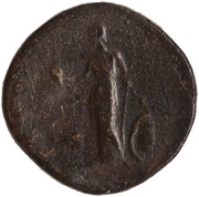 Sestertius - Marcus Aurelius TR POT VI COS II S C; Minerva and Victory, Rome, 151-152 reverse image