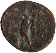 Sestertius - Marcus Aurelius TR POT VI COS II S C; Genius, Rome, 151-152 reverse image