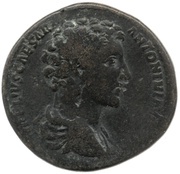 Sestertius - Marcus Aurelius TR POT VI COS II S C; Genius obverse image