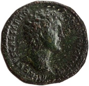 Sestertius - Marcus Aurelius TR POT VI COS II VIRTVS S C; Virtus obverse image