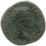 Sestertius - Marcus Aurelius TR POT VII COS II S C; Minerva and Victory obverse image