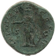 Sestertius - Marcus Aurelius TR POT VII COS II S C; Minerva and Victory, Rome, 152-153 reverse image