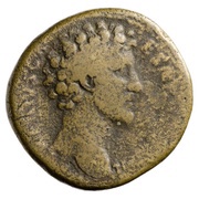 Sestertius - Marcus Aurelius TR POT VII COS II S C; Minerva obverse image