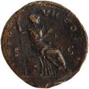 Sestertius - Marcus Aurelius TR POT VII COS II S C; Minerva, Rome, 152-153 reverse image