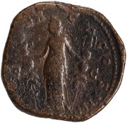 Sestertius - Antoninus Pius FIDES EXERC COS IIII S C; Fides, Rome, 154-155 reverse image