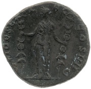 Sestertius - Antoninus Pius FIDES EXERC COS IIII S C; Fides, Rome, 155-156 reverse image
