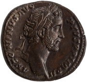 Sestertius - Antoninus Pius TR POT XIX COS IIII S C; Vesta obverse image