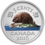 5 Cents - Elizabeth II The beaver, Canada, 2016 reverse image