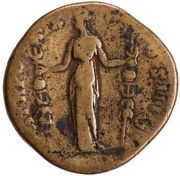 Sestertius - Antoninus Pius TR POT XIX COS IIII S C; Fides, Rome, 155-156 reverse image
