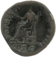 Sestertius - Antoninus Pius TR POT XIX COS IIII S C; Indulgentia, Rome, 155-156 reverse image