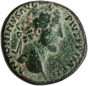 Sestertius - Antoninus Pius TR POT XIX COS IIII S C; Pax obverse image