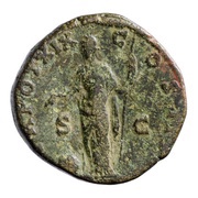 Sestertius - Antoninus Pius TR POT XIX COS IIII S C; Providentia, Rome, 155-156 reverse image