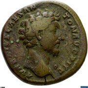 Sestertius - Marcus Aurelius TR POT X COS II S C; Fortuna obverse image